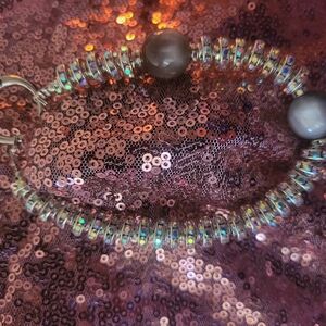 HANDMADE ELEGANT SILVER AND GRAY BEADED PHONE/BAG/KEYCHAIN